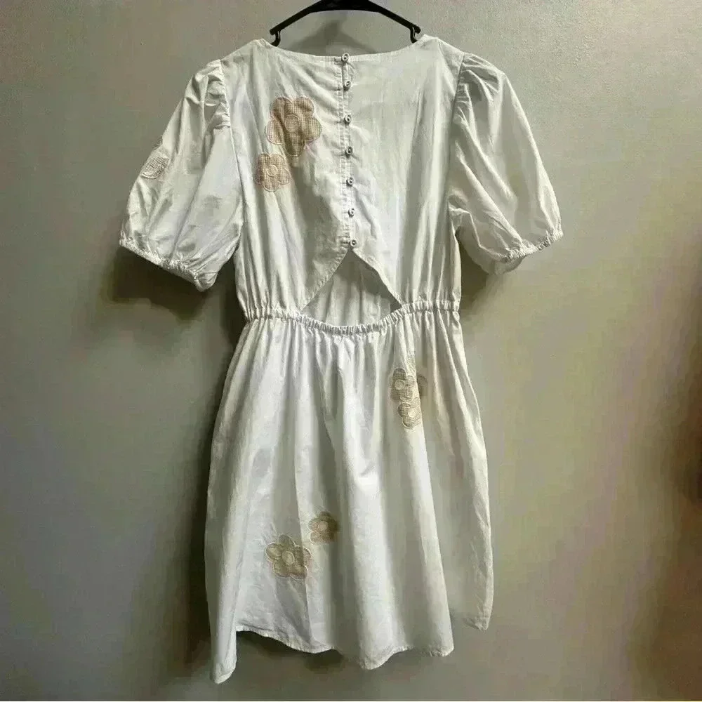 SOLD Madewell Annamarie Embroidered Mini Dress | White & Beige | Women’s Size 0 - Picture 12 of 16